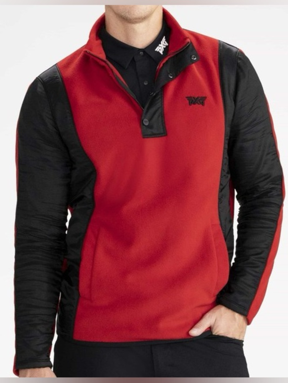 PXG Golf Red and Black Fleece Half-Zip Pullover S L Men’s